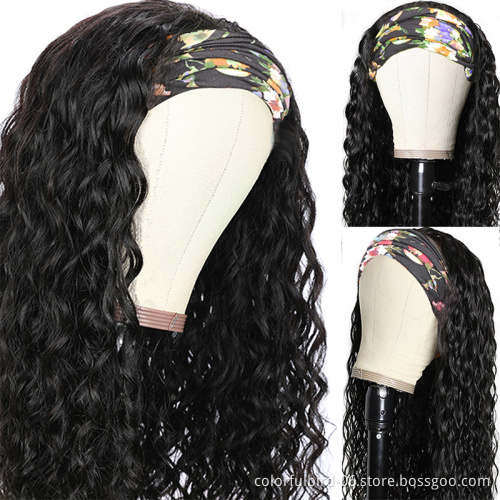 water wave Headband Wig Human Hair Wigs For Black Women natural  Ice silk Virgin Human Hair water wave Wigs
